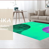 Ultra Soft Area Rug, Non Slip, Stain Resistant, Washable Area Rugs for Living Room, Bedroom, Modern Abstract Green-Purple Living Room Velvet Rug(Green)