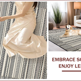 Ultra Soft Area Rug, Non Slip, Stain Resistant, Washable Area Rugs for Living Room, Bedroom, Elegant Minimalist Lattice Design(Black)