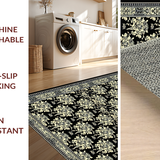 Ultra Soft Area Rug, Non Slip, Stain Resistant, Washable Area Rugs for Living Room, Bedroom, Sophisticated Monochrome Medallion(Black)