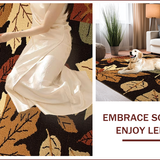 Ultra Soft Area Rug, Non Slip, Stain Resistant, Washable Area Rugs for Living Room, Bedroom, Vintage Maple Leaf Aesthetic(Black)