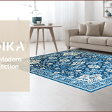 Ultra Soft Area Rug, Non Slip, Stain Resistant, Washable Area Rugs for Living Room, Bedroom, Charming High-Low Floral Arrangement(Blue)
