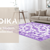 Ultra Soft Area Rug, Non Slip, Stain Resistant, Washable Area Rugs for Living Room, Bedroom, Contemporary Soft Bloom Motif(Purple)