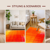 Ultra Soft Area Rug, Non Slip, Stain Resistant, Washable Area Rugs for Living Room, Bedroom, Sleek Modern Multicolor Design Element(Orange)