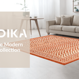 Ultra Soft Area Rug, Non Slip, Stain Resistant, Washable Area Rugs for Living Room, Bedroom, Artful Tiled Geometric Layout(Orange)