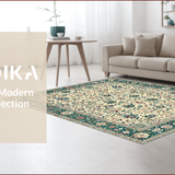 Ultra Soft Area Rug, Non Slip, Stain Resistant, Washable Area Rugs for Living Room, Bedroom, Rustic Vintage Distressed Visuals(Ivory)