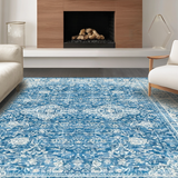Ultra Soft Area Rug, Non Slip, Stain Resistant, Washable Area Rugs for Living Room, Bedroom, Dainty Scalloped Rug With Bow Detail Aesthetic Preppy Shower Carpet Non Slip(Blue)