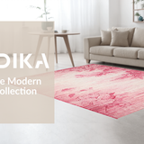 Ultra Soft Area Rug, Non Slip, Stain Resistant, Washable Area Rugs for Living Room, Bedroom, Chic Scallop Frame Rug with Large Bow and Curved Silhouette(Pink)
