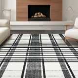 Ultra Soft Area Rug, Non Slip, Stain Resistant, Washable Area Rugs for Living Room, Bedroom, Entryway Accent Rug: Graphic Stripe Woven Floor Covering(Black)