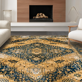 Ultra Soft Area Rug, Non Slip, Stain Resistant, Washable Area Rugs for Living Room, Bedroom, Terracotta Vintage Floral Motif(Gold)