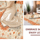 Ultra Soft Area Rug, Non Slip, Stain Resistant, Washable Area Rugs for Living Room, Bedroom, Whimsical Bright Medallion Flair(Orange)