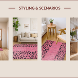 Ultra Soft Area Rug, Non Slip, Stain Resistant, Washable Area Rugs for Living Room, Bedroom, Chic Fluffy Cheetah Aesthetic(Pink)