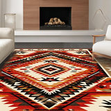 Ultra Soft Area Rug, Non Slip, Stain Resistant, Washable Area Rugs for Living Room, Bedroom, Contemporary Geometric Rustic Charm(Red)