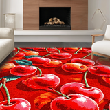 Ultra Soft Area Rug, Non Slip, Stain Resistant, Washable Area Rugs for Living Room, Bedroom, Fresh Contemporary Fruit Design(Red)