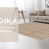 Ultra Soft Area Rug, Non Slip, Stain Resistant, Washable Area Rugs for Living Room, Bedroom, Sophisticated Abstract Square Layout(Brown)