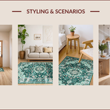Ultra Soft Area Rug, Non Slip, Stain Resistant, Washable Area Rugs for Living Room, Bedroom, Charming Boho Floral Arrangement(Green)