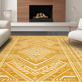 Ultra Soft Area Rug, Non Slip, Stain Resistant, Washable Area Rugs for Living Room, Bedroom, Chic Half-Circle Rustic Motif(Yellow)
