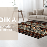Ultra Soft Area Rug, Non Slip, Stain Resistant, Washable Area Rugs for Living Room, Bedroom, Vibrant Earth Tones with Tribal Motifs(Brown)
