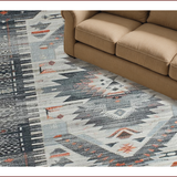 Ultra Soft Area Rug, Non Slip, Stain Resistant, Washable Area Rugs for Living Room, Bedroom, Rustic Ethnic Distressed Motif(Gray)