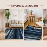 Ultra Soft Area Rug, Non Slip, Stain Resistant, Washable Area Rugs for Living Room, Bedroom, Washable Area Rug Abstract Stripe Ombre Style(Blue)