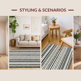 Ultra Soft Area Rug, Non Slip, Stain Resistant, Washable Area Rugs for Living Room, Bedroom, Contemporary Linear Rug With Parallel Bands Woven Entryway Decor(Black)
