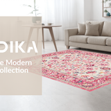 Ultra Soft Area Rug, Non Slip, Stain Resistant, Washable Area Rugs for Living Room, Bedroom, Stylish Blush Botanical Pattern(White)