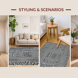 Ultra Soft Area Rug, Non Slip, Stain Resistant, Washable Area Rugs for Living Room, Bedroom, Modern Lattice Design Black and White Striped Area Rug for Stylish Spaces(Black)