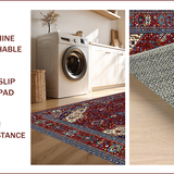 Ultra Soft Area Rug, Non Slip, Stain Resistant, Washable Area Rugs for Living Room, Bedroom, Vintage Floral Elegance(Red)