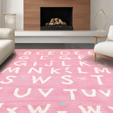 Ultra Soft Area Rug, Non Slip, Stain Resistant, Washable Area Rugs for Living Room, Bedroom, Delightful Colorful Lettering Theme(Pink)