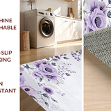 Ultra Soft Area Rug, Non Slip, Stain Resistant, Washable Area Rugs for Living Room, Bedroom, Artistic Floral Swirl Aesthetic(Purple)