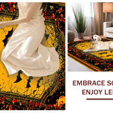 Ultra Soft Area Rug, Non Slip, Stain Resistant, Washable Area Rugs for Living Room, Bedroom, Contemporary Monochrome Bat Pattern(Orange)