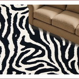 Ultra Soft Area Rug, Non Slip, Stain Resistant, Washable Area Rugs for Living Room, Bedroom, Washable Zebra Skin Bath Mat for Modern Bathrooms(Black)