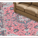 Ultra Soft Area Rug, Non Slip, Stain Resistant, Washable Area Rugs for Living Room, Bedroom, Soft Pastel Boho Patterned Delight(Pink)