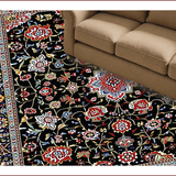 Ultra Soft Area Rug, Non Slip, Stain Resistant, Washable Area Rugs for Living Room, Bedroom, Artful Black and White Floral(Black)