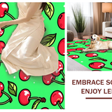 Ultra Soft Area Rug, Non Slip, Stain Resistant, Washable Area Rugs for Living Room, Bedroom, Lively Pastel Fruit Imagery(Green)