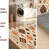 Ultra Soft Area Rug, Non Slip, Stain Resistant, Washable Area Rugs for Living Room, Bedroom, Stylish Diamond Lattice in Earthy Tones(Orange)