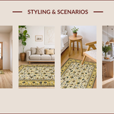 Ultra Soft Area Rug, Non Slip, Stain Resistant, Washable Area Rugs for Living Room, Bedroom, Elegant Transitional Botanical Motif(Ivory)