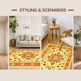 Ultra Soft Area Rug, Non Slip, Stain Resistant, Washable Area Rugs for Living Room, Bedroom, Lively Yellow Geometric Fusion(Yellow)