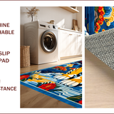 Ultra Soft Area Rug, Non Slip, Stain Resistant, Washable Area Rugs for Living Room, Bedroom, Ethnic Colorful Animal Print(Blue)