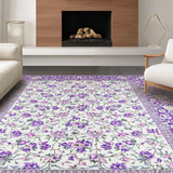 Ultra Soft Area Rug, Non Slip, Stain Resistant, Washable Area Rugs for Living Room, Bedroom, Elegant Purple Botanical Arrangement(Purple)