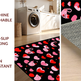 Ultra Soft Area Rug, Non Slip, Stain Resistant, Washable Area Rugs for Living Room, Bedroom, Cute Black Cat Whimsical Print(Red)