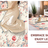 Ultra Soft Area Rug, Non Slip, Stain Resistant, Washable Area Rugs for Living Room, Bedroom, Serene Blossom and Bird Elegance(Beige)