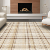 Ultra Soft Area Rug, Non Slip, Stain Resistant, Washable Area Rugs for Living Room, Bedroom, Sophisticated Transitional Striped Style(Beige)