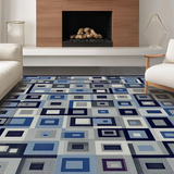 Ultra Soft Area Rug, Non Slip, Stain Resistant, Washable Area Rugs for Living Room, Bedroom, Sleek Abstract Blue Pattern(Gray)