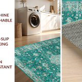 Ultra Soft Area Rug, Non Slip, Stain Resistant, Washable Area Rugs for Living Room, Bedroom, Light Blue Aesthetic Revival(Green)
