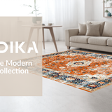 Ultra Soft Area Rug, Non Slip, Stain Resistant, Washable Area Rugs for Living Room, Bedroom, Artful Minimalist Orange Blooms(Orange)