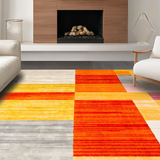 Ultra Soft Area Rug, Non Slip, Stain Resistant, Washable Area Rugs for Living Room, Bedroom, Whimsical Soft Line Art Composition(Orange)