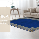 Ultra Soft Area Rug, Non Slip, Stain Resistant, Washable Area Rugs for Living Room, Bedroom, Striking Gold Geometric Elements(Blue)
