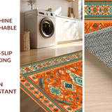 Ultra Soft Area Rug, Non Slip, Stain Resistant, Washable Area Rugs for Living Room, Bedroom, Inviting Minimalist Floral Fusion(Orange)