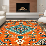 Ultra Soft Area Rug, Non Slip, Stain Resistant, Washable Area Rugs for Living Room, Bedroom, Striking Low Pile Botanical Motif(Orange)