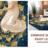 Ultra Soft Area Rug, Non Slip, Stain Resistant, Washable Area Rugs for Living Room, Bedroom, Artful Blue Toned Medallion Pattern(Gold)